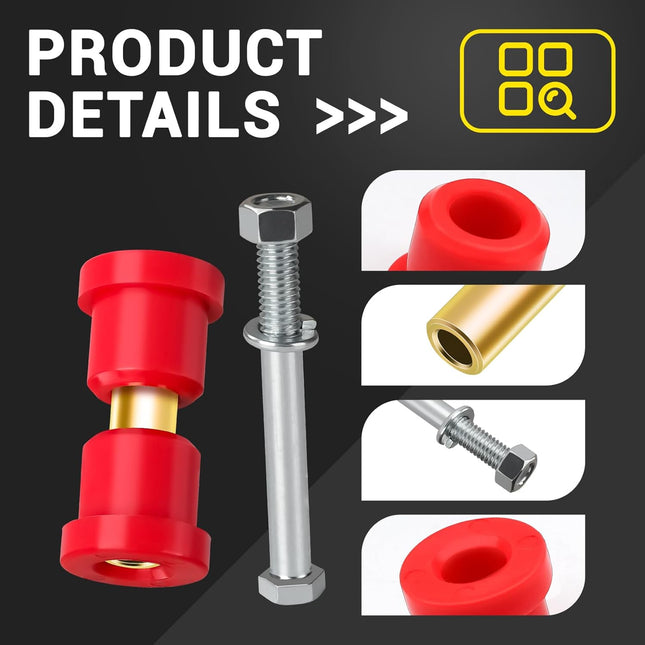Golf Cart Bushings Kit for Club Car DS Front or Rear Leaf Spring Red Polyurethane – product detail