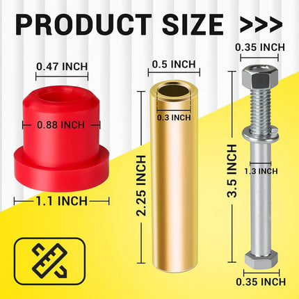 Golf Cart Bushings Kit for Club Car DS, Front or Rear Leaf Spring Red Polyurethane Sleeves and Screw Set DS 1992-Up Gas Electric Models OEM 1015583 1012303 8755 -