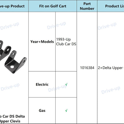 Golf Cart Delta Upper Clevis for Club Car DS 1993-Up Gas and Electric Models OEM 1016384 -