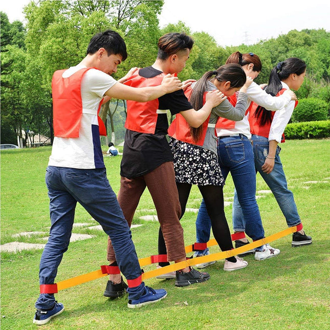 Cooperative Band Walker 5-Legged Race Set Game Teamwork Training for Children Adult 6-Legged 2 Sets