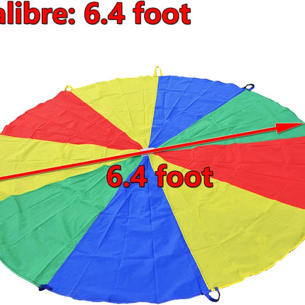 Parachute for Kids 6' with 9 Handles Game Toy Play -