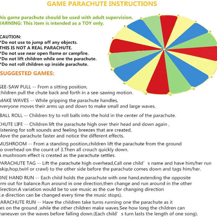 Parachute, Play Parachute 10ft 12ft 16ft with 12 Handles 20ft 24ft 16 for Kids Cooperation Group - 20FT