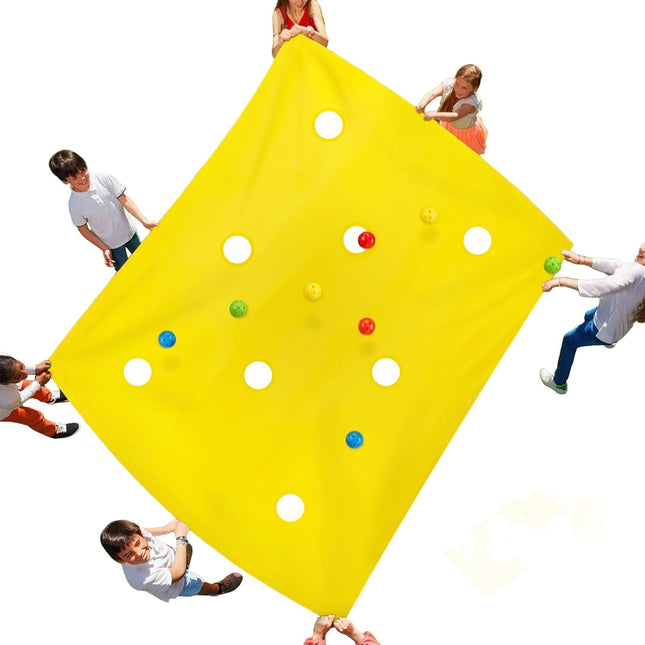 Hole Tarp Team Building Exercise Activities Games Teamwork Group Learning Fun Playing Yellow