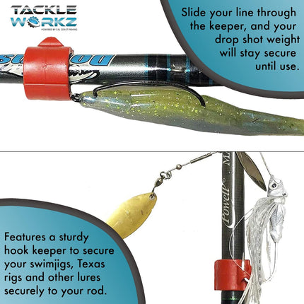 Cal Coast Cali Clip Drop Shot Weight and Hook Holder — Molded Plastic Keeper to Prevent Line Snagging Includes a Fishing That can Hold Lures 3 Sizes (Multicolor) -