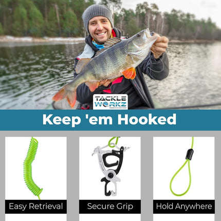 Cal Coast Donkey Leash - Floating Fishing Tether, Ultra-Strong Puncture-Free Clip, Marine Lanyard Tool
