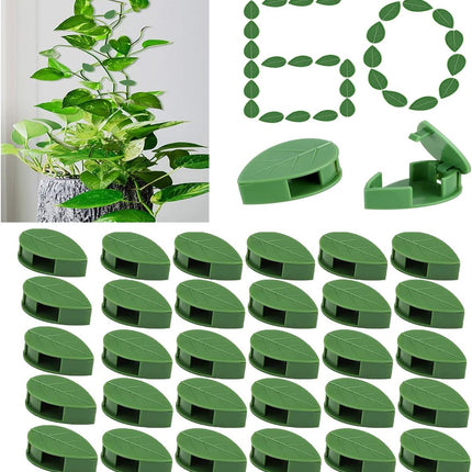 60 Pcs Plant Climbing Wall Fixture Clips Acrylic Self-Adhesive Sticker Fixer Vine Traction Invisible Holder Green Leaf Vines Hook Fixing Clip Indoor Outdoor Decoration - 60PCS
