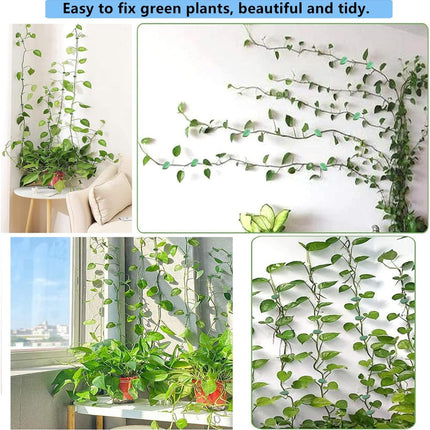 60 Pcs Plant Climbing Wall Fixture Clips Acrylic Self-Adhesive Sticker Fixer Vine Traction Invisible Holder Green Leaf Vines Hook Fixing Clip Indoor Outdoor Decoration - 60PCS