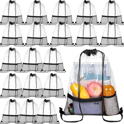 20 Pack Clear Drawstring Bags Bulk Stadium Approved Backpack for Sport Events Concerts Travel Beach -