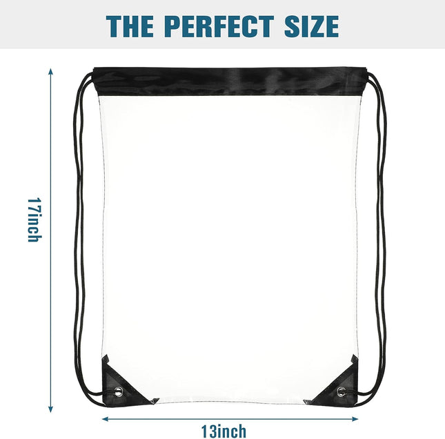 15 Pieces PVC Clear Drawstring Bag Small Waterproof Plastic Backpack For Stadiums Sporting Events (Black) – product detail