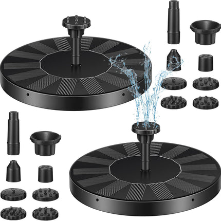 2 Packs Solar Bird Bath Fountain Pump with 6 Nozzle Powered Floating Panel Water for Garden Fish Tank Pool(6.3 Inch) - 6.3 Inch