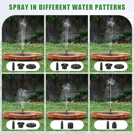 2 Packs Solar Bird Bath Fountain Pump with 6 Nozzle Powered Floating Panel Water for Garden Fish Tank Pool(6.3 Inch) - 6.3 Inch