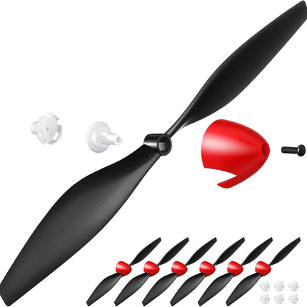 6 Sets Spare Rc Plane Propellers Airplane Carbon Fiber Nose Cone Compatible with Tr-p51 4 Channel Remote Control Propeller Savers and Adapter -