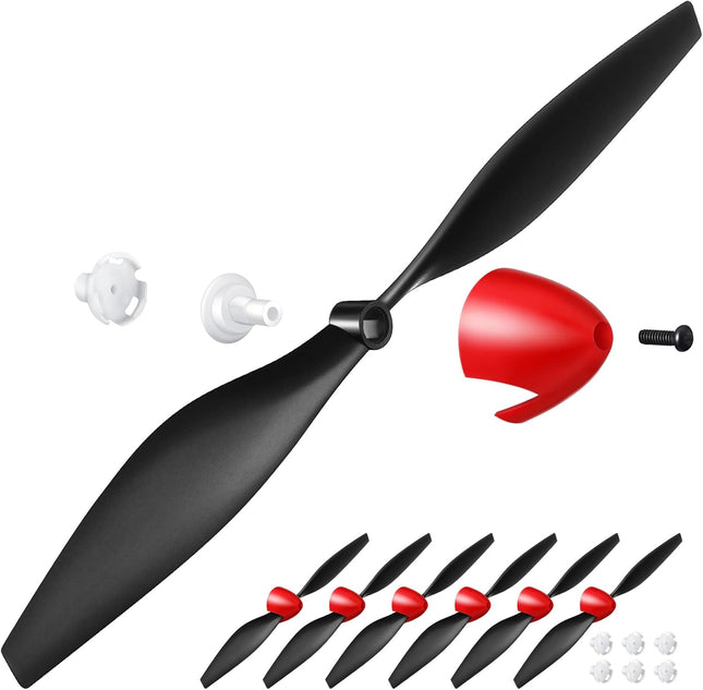 6 Sets Spare Rc Plane Propellers Airplane Carbon Fiber Nose Cone Compatible with Tr-p51 4 Channel Remote