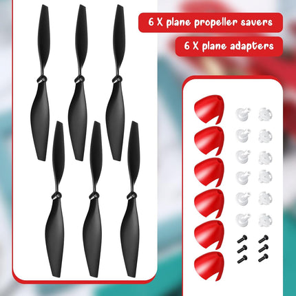 6 Sets Spare Rc Plane Propellers Airplane Carbon Fiber Nose Cone Compatible with Tr-p51 4 Channel Remote Control Propeller Savers and Adapter -