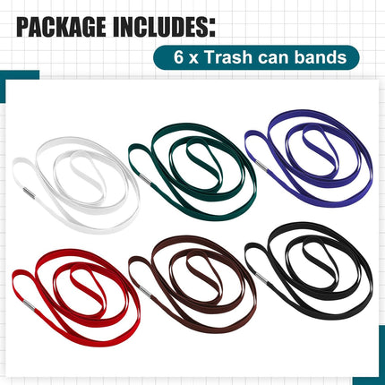 6 Pieces Trash Can Rubber Bands, Suitable for 60-98 Gallon Cans,Perimeter from 102 Inches to 150 Large Multi-functional Bands Kitchen Camping,6 Colors(Flat) -