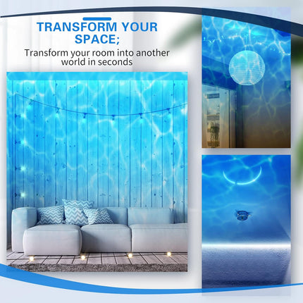 6 Pcs Water Effect Projector Light Winter LED Ocean Wave Night Rotating Room 360 Degree Lamp Lighting for Bedroom Under Sea Wedding Party Decoration (Blue) -