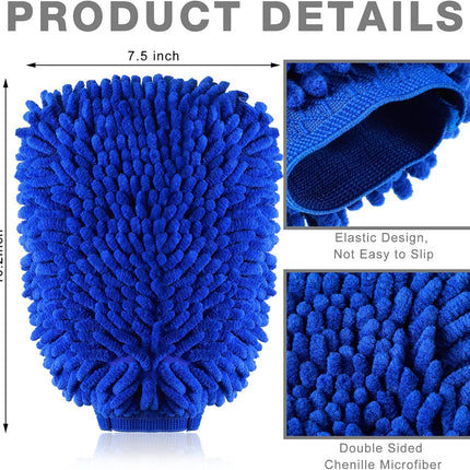 12 Pcs Car Wash Mitts - Chenille Microfiber Scratch Free Ultra Absorbent Sponge Cloths for Cars, Trucks and Boats Regular Size, 7.5'' x 10.2''