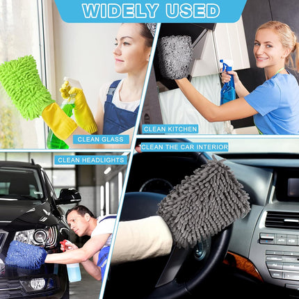 12 Pcs Car Wash Mitts - Chenille Microfiber Scratch Free Ultra Absorbent Sponge Cloths for Cars, Trucks and Boats Regular Size, 7.5'' x 10.2''