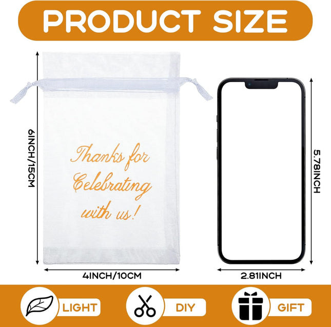 100 Pcs Sheer Organza Bags Wedding Favor Mesh Drawstring Thank You Gift Bag for Guests Candy (Pack of – product detail