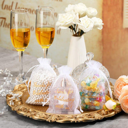 100 Pcs Sheer Organza Bags Wedding Favor Mesh Drawstring Thank You Gift Bag for Guests Candy Favors, Bridal Shower, Anniversary, Birthday(4 x 6 Inch,White) White 1 Count (Pack of 100)