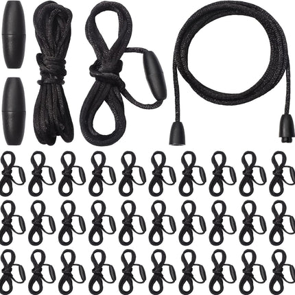 30 Sets Replacement Necklace Cords with Breakaway Clasps DIY Nylon Lanyard Cord and Plastic Clasp Buckle Safety for Pendant(Black) Black -
