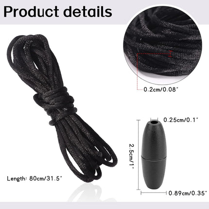 30 Sets Replacement Necklace Cords with Breakaway Clasps DIY Nylon Lanyard Cord and Plastic Clasp Buckle Safety for Pendant(Black) Black -