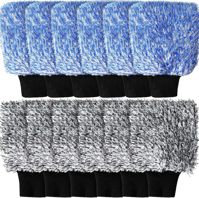 12 Pcs Microfiber Car Wash Mitts Scratch Free Ultra Absorbent Sponge Glove Cleaner Mitts for Wheel Trucks