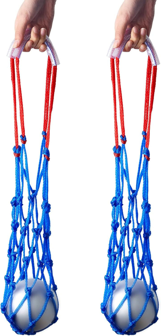 2 Pieces Shot Put Carrier Track and Field Equipment Net Shotput Bags for 8 lb Ball Training Carry (Red Blue)