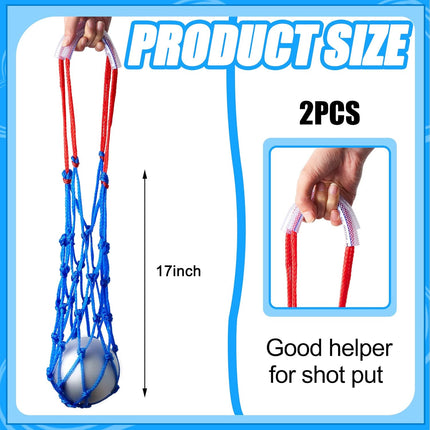 2 Pieces Shot Put Carrier Track and Field Equipment Net Shotput Bags for 8 lb Ball Training Carry (Red Blue) -