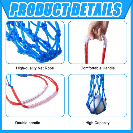 2 Pieces Shot Put Carrier Track and Field Equipment Net Shotput Bags for 8 lb Ball Training Carry (Red Blue) -