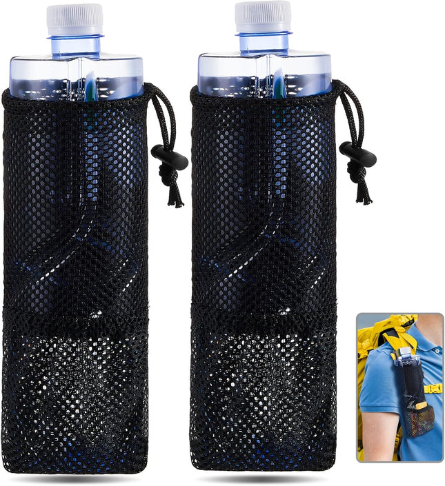 2 Pcs Water Bottle Holder for Backpack Foldable Mesh and Snack Adjustable Pouch Tactical Attachments