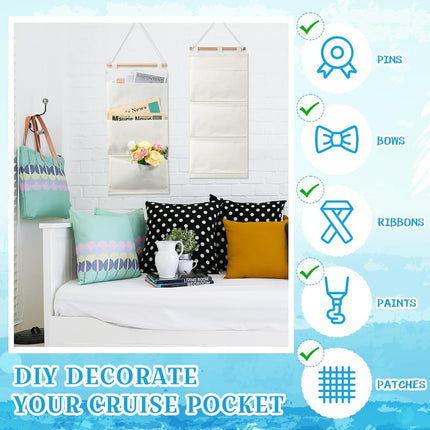 2 Pcs Fish Extenders Cruise Gift Hanger with 3 Pockets 2026 Fe Hanging Cabin Door Organizer Line for Travel Essentials Exchanges and Pixie Dust(White) White -