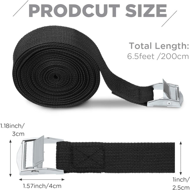 15 Pack 6.5 Feet Lashing Straps Adjustable Kayaks Tie Down Cam Buckle with Buckles up – product detail