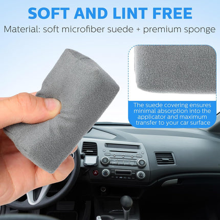 12 Pack Microfiber Applicator Pads Suede Car Detailing Sponge Ceramic Coating for Cars Graphene Metal Plastic Trim Spray Applying Wax(Gray) Gray -