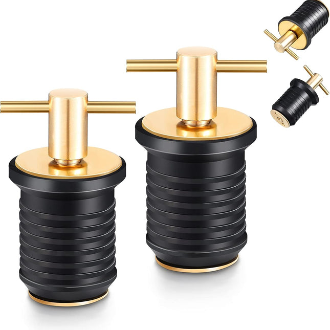 2 Pcs T-Handle Boat Drain Plug Brass Snap for Marine 1 Inch -