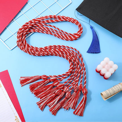 18 Pieces Graduation Cords Bulk 2026 Polyester Yarn Honor 67 Inch Braided Ropes with Tassels for College Students (Red and White) Red White -