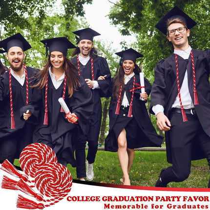 18 Pieces Graduation Cords Bulk 2026 Polyester Yarn Honor 67 Inch Braided Ropes with Tassels for College Students (Red and White) Red White -