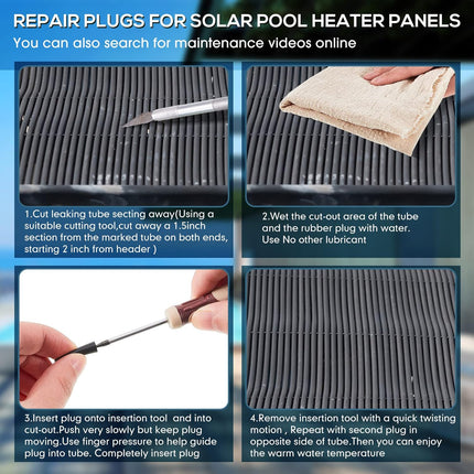 60 Pcs Pool Solar Panels Repair Plugs Heater Kit for Swimming Panels, Black (0.250) - 0.250" Diameter