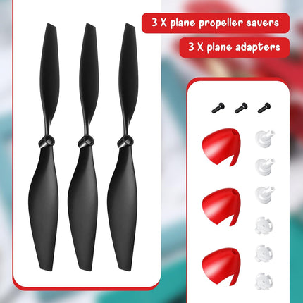 3 Sets Spare Rc Plane Propellers Airplane Carbon Fiber Nose Cone Compatible with Tr-p51 4 Channel Remote Control Propeller Savers and Adapter -