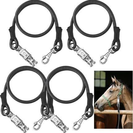4 Pack Bungee Cross Ties Set Horse Trailer Tie Straps Bulk Cords with Snaps for Accessories, 36 Inch Long (Black) Black -