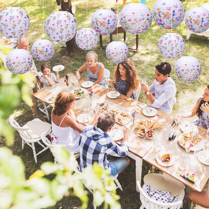 12 Pcs Wildflower Paper Lantern Set Floral Party Decorations Flower Round Lanterns Kit for Spring Baby Shower Bridal Wedding Birthday Tea Supplies -