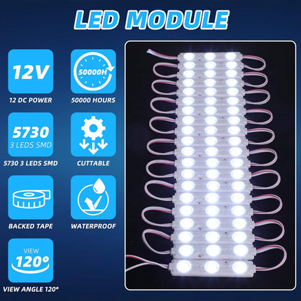 12V 300 LEDs Interior Van Light, White LED Ceiling Lighting Kits for RV Truck Boats Bus Cargo Trailers Lorries Transit Auto Vehicle, 100 Modules -
