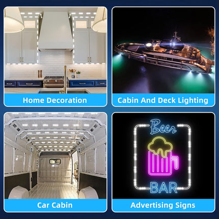 12V 300 LEDs Interior Van Light, White LED Ceiling Lighting Kits for RV Truck Boats Bus Cargo Trailers Lorries Transit Auto Vehicle, 100 Modules -