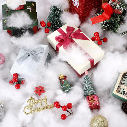 Fake Snow Decor Artificial Fluffy Fiber Stuffing White for Tree Covering Home and Party Decorations(480 G) - 480 G