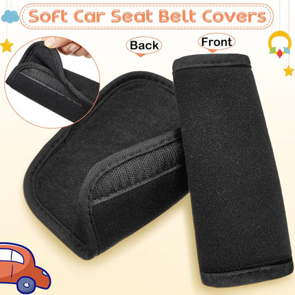 6 Pieces Car Seat Strap Pads Covers for Baby Kids, Carseat Shoulder Pads, Soft Belt Cover Infant Stroller Safety Cushion Boy and Girl, 2.4 x 5.7 Inches(Black) Black -