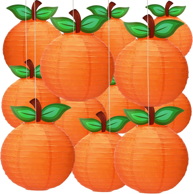 12 Pcs Little Cutie Baby Shower Orange Decorations Paper Lanterns Hanging Party Decor for Tangerine