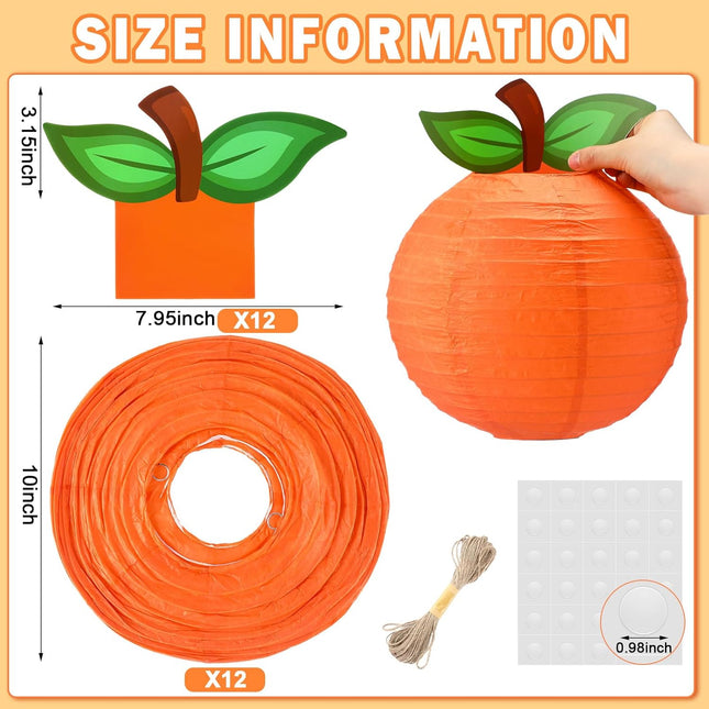 12 Pcs Little Cutie Baby Shower Orange Decorations Paper Lanterns Hanging Party Decor for Tangerine – product detail