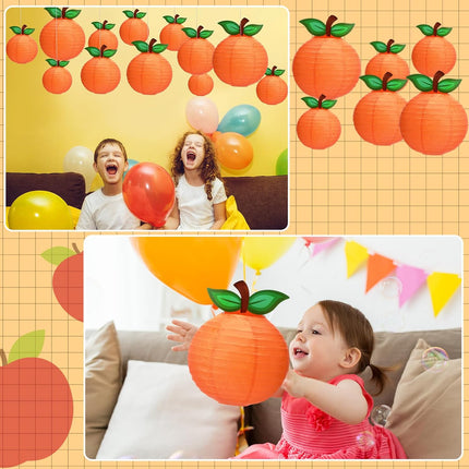 12 Pcs Little Cutie Baby Shower Orange Decorations Paper Lanterns Hanging Party Decor for Tangerine Clementine Birthday Supplies -