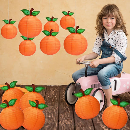 12 Pcs Little Cutie Baby Shower Orange Decorations Paper Lanterns Hanging Party Decor for Tangerine Clementine Birthday Supplies -