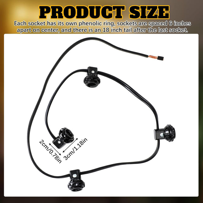 4 Light E12 Candelabra Socket Harness Set Light Bulb Lamp Base 75w 127v Each with Phenolic Ring and 18/2 – product detail
